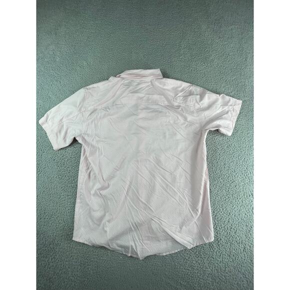 Huk Performance Fishing Shirt Mens Medium Pink Button Up Short Sleeve Pockets - Picture 6 of 6